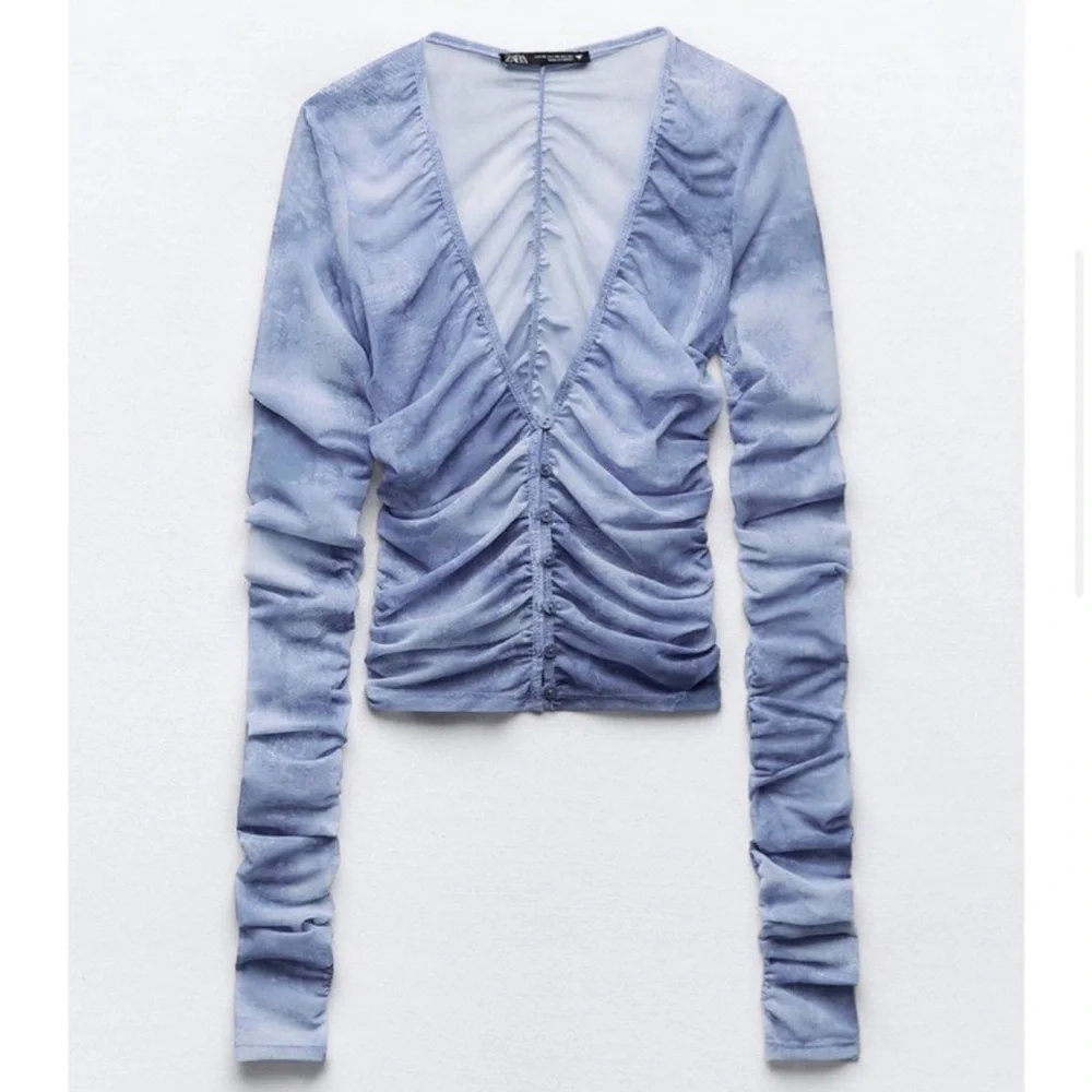 ZARA MESH RUCHED TOP